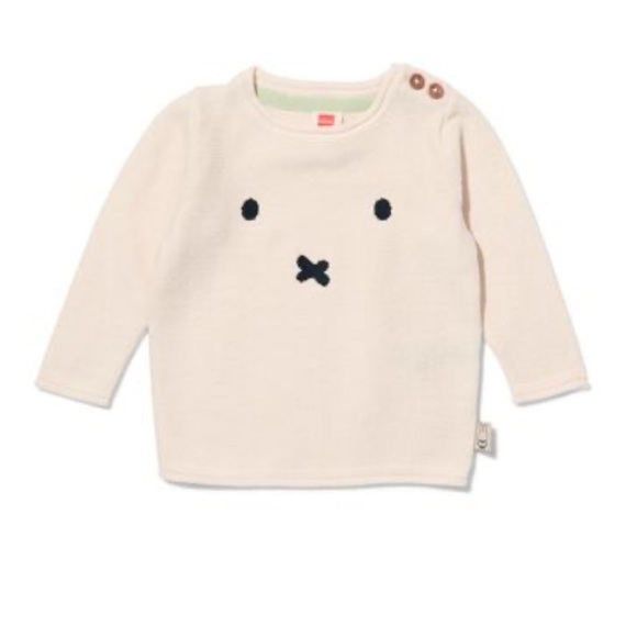 HEMA Cream Ribbed Knit Sweater Bear Animal Print 6-9 Months - Picture 1 of 7